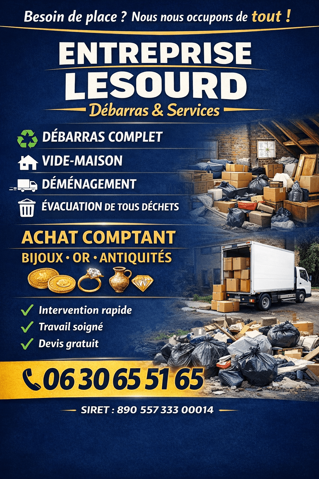 Entreprise Lesourd (débarras, déménagement, vide maison, déblaiement d'encombrant, nettoyage diogenes)